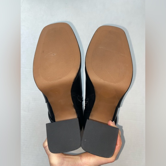 WOMEN'S BLACK KENSIE AXEL HEELED BOOTIES SIZE 6.5 DRESSY STAPLE BUCKLE DETAIL - Picture 9 of 9